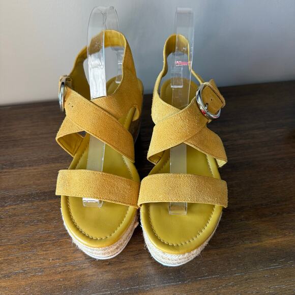 Marc Fisher Woman’s Zain Espadrille Mustard Wedge Suede Sandals-Size 8M - Picture 2 of 11